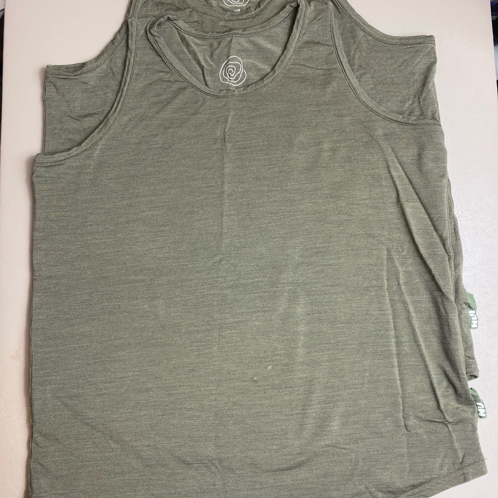 Lot Of 2! NUI Lyocell Merino Wool 12Y Olive Green Tank Tops